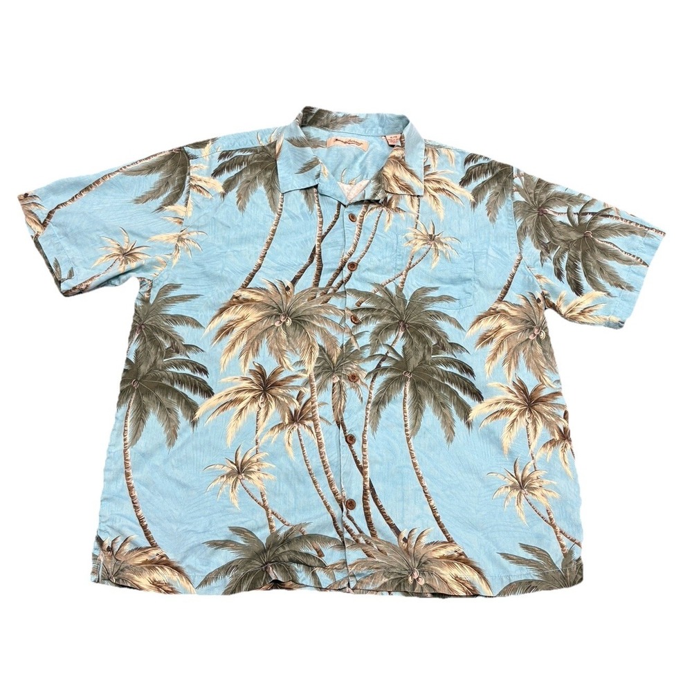 Tommy Bahama Hawaiian Camp 100% Silk Shirt Men's XL Palm Trees Tropical